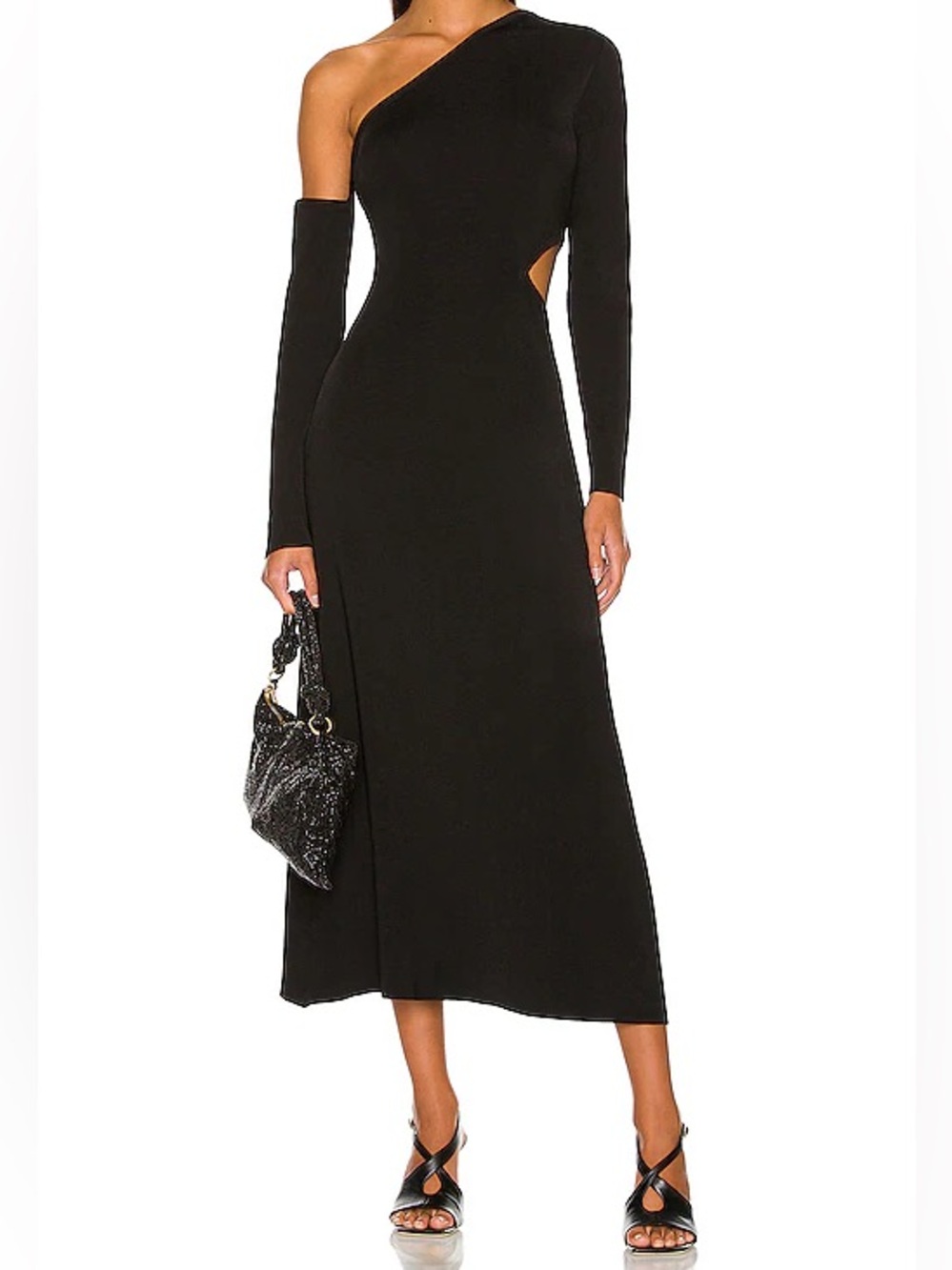 Cult Gaia Zora Asymmetrical Midi Dress in Black - Picture 2 of 9